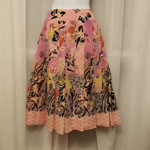 Kay Unger New York Pink Floral Silk Skirt